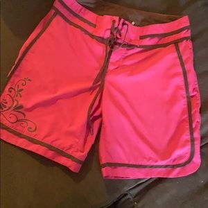 EUC Athleta pink & brown board shorts size 4